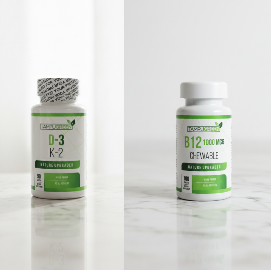 Daily Energy Pack – Vitamin B12 + Vitamin D3 & K2 | Energy, Immune & Bone Support | Tampugreen