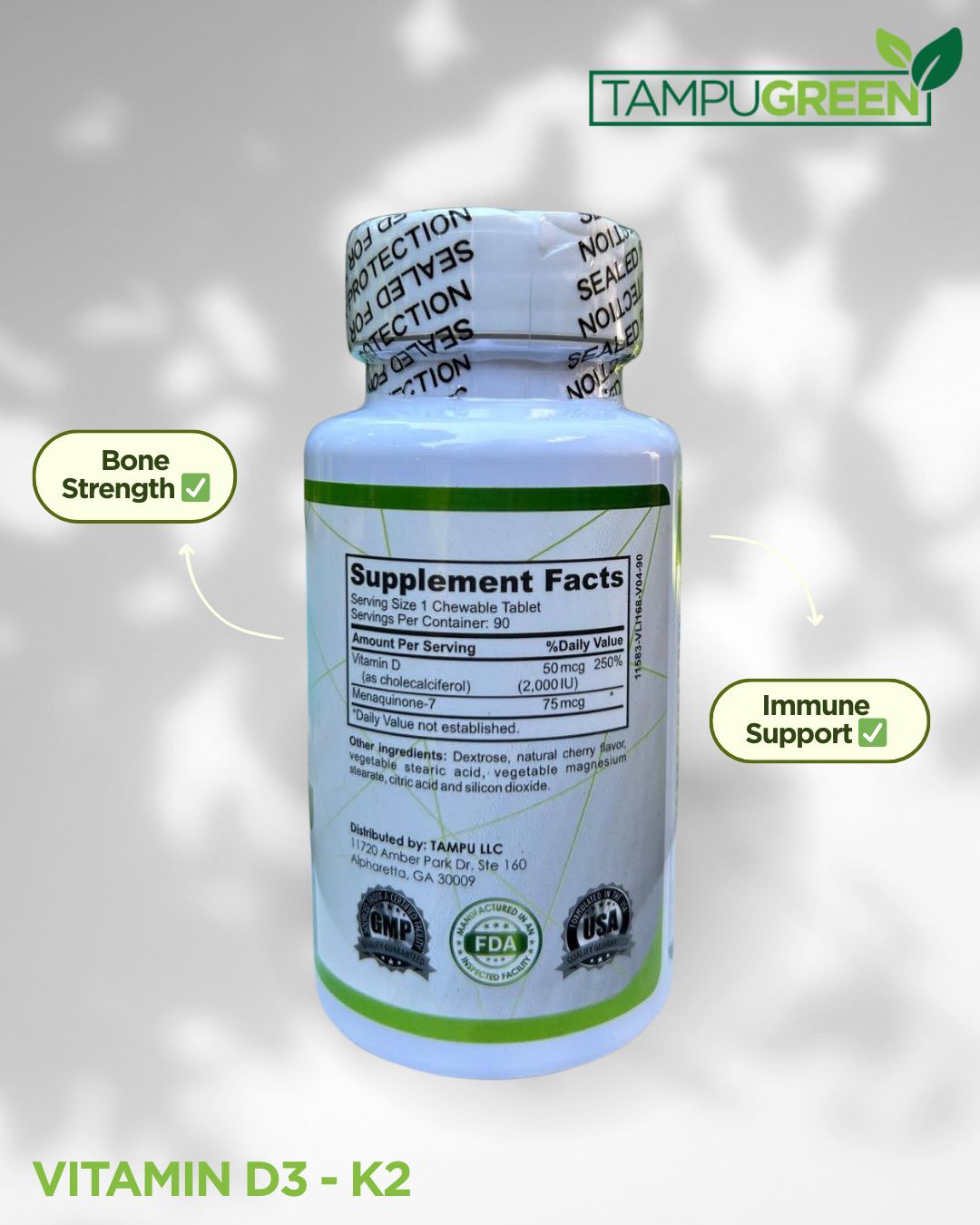 VITAMIN D3 + K2 - 2000 IU + 75 MCG