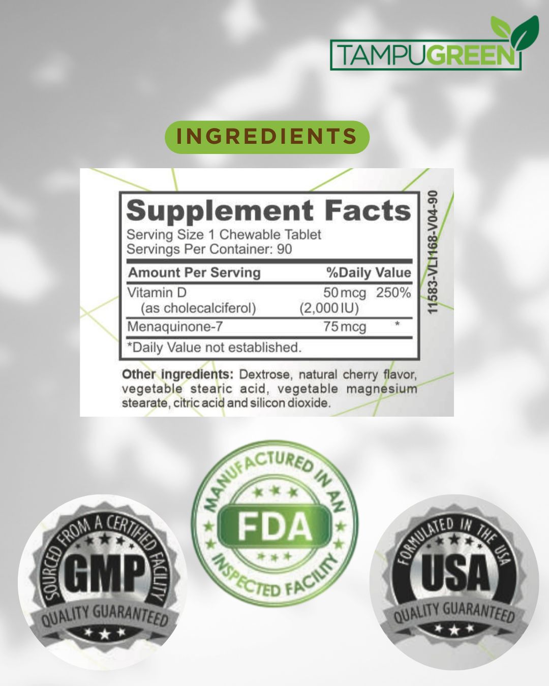 VITAMIN D3 + K2 - 2000 IU + 75 MCG